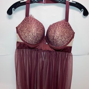 discount lingerie VICTORIA SECRET burgundy and tan